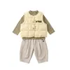 Chaleco de plumón 3D de estrellas para bebé niño, nuevo estilo otoño e invierno, chaqueta de plumón linda y moderna con bordado de letras para niños pequeños