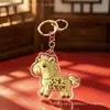Chaveiro de ouro 999 puro "Fique Rico Logo", pingente de cavalo do zodíaco com fio vermelho, presente promocional feito sob medida para eventos corporativos