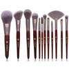 12 pincel de maquiagem de uva pequena conjunto completo de pó solto blush sombra pincel beleza maquiagem com cabo de madeira vermelha escova macia em estoque