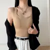 Novo Estilo Primavera e Verão Feminino Colete de Seda Ice com Lindo Design nas Costas, Bojo, Camada Base Simples Curta Slim-Fit, Colete de Alça Larga Menina Spicy