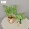 Plantas verdes artificiales, bambú y hojas de palma para decoración del hogar, decoración de interiores, arreglos florales y accesorios de jardinería, hojas artificiales de palma areca
