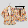 Camisa estilo hawaiano para hombre ins verano holgada manga corta traje de shorts moderno guapo playa floral ropa de pareja