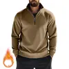 Moletom Masculino Novo Outono e Inverno Amazon Transfronteiriço Comércio Exterior Casual Zíper Gola Alta Mais Veludo Cor Sólida Jaqueta Masculina