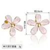 Brincos de Tarraxa Pequenos Florzinhas de Cinco Pétalas Rosa Simples Delicados Femininos Flor com Esmalte Gotejado Aço Inoxidável