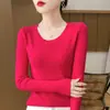 Suéter para Mujer Otoño e Invierno Cuello Redondo Tejido Andi Terciopelo Pulóver para Mujer Camisa Tejida Siping Camiseta Base Transfronteriza Cuerda Interior para Mujer