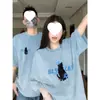 Algodão Penteado PuroGato Aidie Especial Disoo Celebridade da Internet Par de Verão Manga Curta Camiseta de Nicho