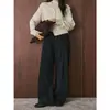 Louvre Invierno Nuevo Estilo Coreano Simple Estilo Casual Pantalones Casuales con Forro de Felpa Silueta de Pierna Ancha Pantalones Caídos para Mujer