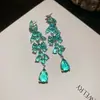 Vaga-lumes Dançando no Gelo! Brincos Pingente Ovais de Zircônia, Brincos Estilo Vintage com Tema Marítimo, Brincos de Design de Nicho Atacado