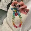 Corrente para Celular Pingente de Flor com Pérolas Gota de Água Dopamina de Verão Chaveiro de Design DIY Feito à Mão Decoração de Pulso