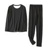 100% Seda Estrujada Cuello Redondo Manga Larga Traje Cálido Ropa de Otoño y Pantalones Largos Resistente al Frío Engrosado Camiseta Interior Calcetines para Hombre Otoño e Invierno
