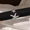 Enfeite de Cristal Roxo! Anel Aberto de Estrela-do-Mar com Zircônia, Anel Exquisito e Fashion para o Dedo Indicador, Joia Versátil Simples e de Alto Padrão para Mulheres