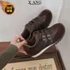 Zapatos de Entrenamiento Alemanes Estilo Retro Piel Genuina Zapatos de Mujer Zapatos de Algodón Cálido con Terciopelo Nuevo Estilo 2026 Otoño Invierno Zapatos Deportivos Casuales