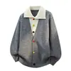 Cardigan de Tricô Masculino Novo Outono/Inverno 2026, Jaqueta Suéter, Estilo Old Money, Peça Falsa de Duas Peças em Tricô, Top Masculino