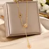 Colar Exquisito de Aço Titânio para Mulheres, Estilo Celebridade da Internet, com Zircônia Microcravejada, Luxo Acessível Elegante, Corrente de Clavícula da Moda Estilo Ins, Joia que Não Desbota