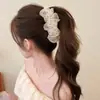 Presilha de cabelo tipo banana de tecido, simples e volumosa, tamanho grande, adequada para o trajeto diário, estilo gentil e despojado, presilha de cabelo vertical de acrílico