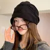 Gorro plisado de nicho sombrero de otoño e invierno pana pañuelo japonés para la cabeza cabeza grande versátil holgado cálido para adelgazar la cara sombrero para la cabeza