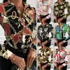 2023 Desejo Independente Amazon Outono Manga Longa Solta Gola V Botão Estampada Camisa Roupa Feminina