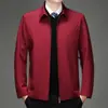 Chaqueta Casual de Negocios para Hombre Yingao Otoño Nuevo Estilo Ropa para Padre Chaqueta con Solapa y Bolsillo con Cremallera para Hombres de Mediana Edad y Mayores