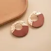 Brincos Criativos de Liga Retro Geométricos Irregulares em Patchwork Redondo, Brincos Modernos, Simples, Elegantes e Versáteis