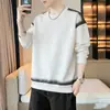 Moletom simples de gola redonda com blocos de cor estilo Hong Kong outono masculino de manga comprida, top jovem para esportes diários, legal
