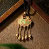 Colar Esmaltado Banhado a Ouro Tendência Nacional para Mulheres, Pingente Cadeado da Paz, Acessórios para Cheongsam e Hanfu, Corrente de Clavícula Leve de Luxo de Alta Qualidade Venda por Atacado
