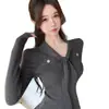 Suéter base de punto con cuello en V y manga larga, diseño estilo coreano Andi Velvet Washed, top versátil y elegante de manga larga