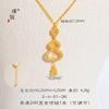 Tienda de oro Puzuo con collar de borla de calabaza doble de oro brillante de 24 quilates, colgante Fulu hueco de diamante completo, cadena para la clavícula, cadena para el cuello