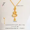 Collar con Borla de Calabaza Doble de Oro Brillante de 24 Quilates, Mismo Estilo que la Tienda de Oro Puzuo, Cadena para Clavícula con Colgante Fulu Recortado Lleno de Diamantes