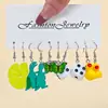 Set de Aretes Transfronterizo Nuevo y Colorido Europeo y Americano, Aretes con Diseño Creativo de Oso de Imitación de Resina, Fruta, Cereza