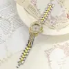 Pulseira de Aço Transfronteiriça com Diamantes e Mosquitinho Elementos Hip-Hop Relógio Feminino Liga de Zinco Ouro Tricolor Corrente de Relógio a Quartzo Atacado