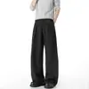 Pantalones casuales nuevos de alta gama de color liso de moda para hombre, pantalones holgados de pierna ancha estilo Hong Kong, fluidos y con caída, para hombres y mujeres