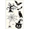 Pegatinas de Tatuaje de Halloween Maquillaje Impermeables Pegatinas Temporales Araña Murciélago Calabaza Calavera Tatuajes Oscuros de Halloween