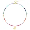 Estilo Playa Ins Vacaciones 26 Colgante Letra Inglesa Collar Arcoíris Diseño Arcoíris Gradiente Joyería para Mujer
