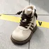 32-37 Nuevo Invierno Dos Capas Algodón Felpa Corta Zapatos para Niños Estilo Coreano Botas de Cuero para Niñas Botines para Niños Botas Martin de Media Pantorrilla