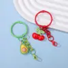 Lindo colgante de llavero de fruta artificial Juguete de cereza con cuentas DIY con cadena de mosquetón Decoración de bolsa de regalo