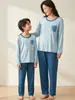 Ropa de Casa para Niños, Pantalón Largo de Manga Larga para Niños, Pijama de Lyocell para Niños, Conjuntos Familiares a Juego para Niñas, Conjunto de Ropa para Estudiantes con Aire Acondicionado