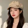 Boina Octogonal Negra, Estilo Artístico Retro Japonés, para Mujeres con Cabello Grueso/Cabeza Grande, Hace que la Cara se Vea Más Pequeña, Boina de Artista de Moda