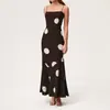 Nuevo Estilo Europeo y Americano Transfronterizo 2026 Moda Vestido Largo de Lunares con Tirantes Finos Sexy Espalda Descubierta Sin Mangas Bodycon para Mujer