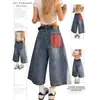 Jeans de Retazos a Cuadros Estilo Retro Americano para Tallas Grandes Primavera y Verano Nuevos de Cintura Alta Holgados Casual Rectos Cropped