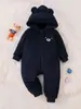 Mono de franela para bebé e infantil Otoño e Invierno Más terciopelo Engrosado Ropa para gatear de bebé Recién nacido con capucha Mono con forma de oso