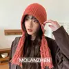Gorro de Punto Estilo Coreano con Abertura Trasera para Cola de Caballo para Otoño e Invierno, Versátil Gorro de Cazador de Lana con Protección para las Orejas para Protección contra el Frío en Exteriores