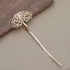 Accesorio para el cabello de aleación electrochapada de alta retención de color estilo antiguo con piezas florales, pasador recto para recogidos, nuevo estilo chino Hanfu cheongsam