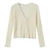 Cárdigan de Punto Dulce de Verano con Mangas Largas y Volantes, Cuello en V Delgado, Camisa Casual Protectora del Sol 502 Ropa Protectora del Sol para Mujer Verano