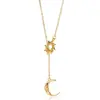 Colar de Cobre Banhado a Ouro 18K Micro-incrustado Estrela Solar Light Luxury Full Diamond Corrente de Clavícula Elegante High-End Tendência Versátil