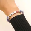 Pulseira vintage e elegante de contas de porcelana azul e branca, um presente estilo chinês para o Dia das Mães apresentando a letra "MAMA" e padrões de porcelana azul e branca
