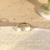 Lindo Anillo de Conejo de Perla para Mujer Temperamento Elegante Dulce Suave Cool para Usar Apilado Plata S925 Anillo Abierto Anillo para Dedo de Comida Marea