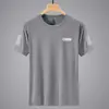 Camiseta de Malla Hielo Seda Hombre Cuello Redondo Secado Rápido Manga Corta Delgada Transpirable Media Manga Talla Grande Superior Hombre Deportivo Holgado Moderno