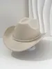 Sombreros Europeos y Americanos para Hombres y Mujeres, Sombreros de Vaquero Suaves de Fieltro Estilo Británico, Modernos Sombreros de Fiesta Escenario Perlas y Pedrería Personalidad Retro Tendencia
