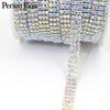 Comércio exterior quente regular corrente de garra cor AB de três fileiras banhada a ouro corrente de diamante para sapatos acessórios decorativos