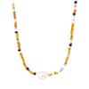 Collar Xiempress con personalidad elegante, perlas de agua dulce, cuentas de arroz de vidrio, diseño hecho a mano, de acero de titanio chapado en oro.